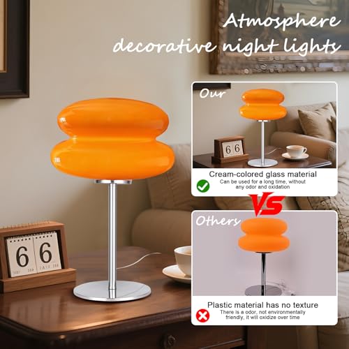 WELAISA Mid Century Modern Lamp for Nightstand Table Lamp for Bedroom, Dimmable Retro Egg Tart Bedside Small Lamps,Unique ...
