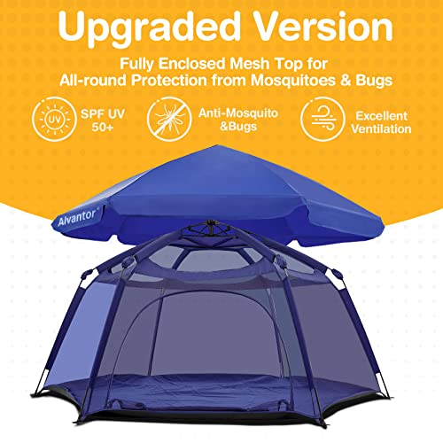 Alvantor® Baby Playpen Pop Up Play Yard 84"x84"x44”Large Kids Play Tent Indoor Outdoor Playhouse Mesh Play Pen, Mosquito N...