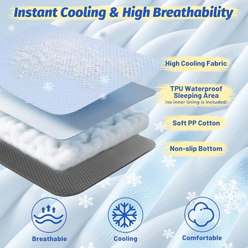 WATANIYA PET Cooling Dog Bed, Washable Cooling Mat for Large Dogs with Removable Cover, Self Cooling Couch Cover for Dog, ...