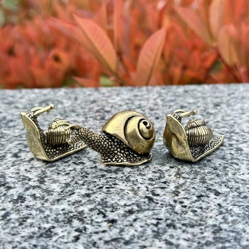 XYLIBLLA 3Pcs Brass Snail Statue Decor, Retro Mini Copper Snail Statue Home Decoration for Living Room and Desk, Outdoor P...