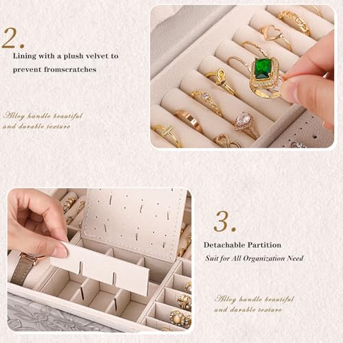 TOFUNTOY Jewelry Organizer Box, Large Jewelry Boxes for Women, 3-Layer Jewelry Holder Organizer for Necklace Earrings Ring...