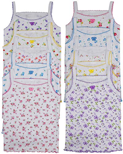ToBeInStyle Girl's 4 Item Pack 100% Cotton Tank Tops or Spaghetti Strap Camisole Soft Undershirts