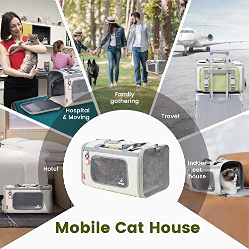 Pawaii Cat Carrier with ID Tag, TSA Airline Approved Soft Sided Collapsible Pet Travel Carrier, Portable Comfortable Conve...