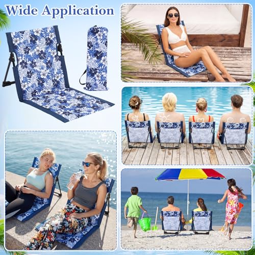 AceOrbit 4 Pack Foldable Poolside Chairs Portable Beach Flip Chairs Pool Seat for Edge of Pool Side with Bag Support Light...