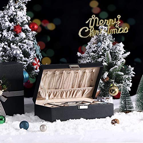BEWISHOME Mens Jewelry Box, Jewelry Organizer with 4 Watch Case Removable Tray, Jewelry Storage Case for Necklace, Earring...
