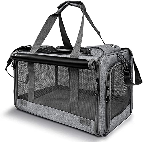 GAPZER Pet Carrier for Large Cats, Soft-Sided Cat Carrier for Medium Big Cats and Puppy up to 20lbs, Washable Dog Carrier ...