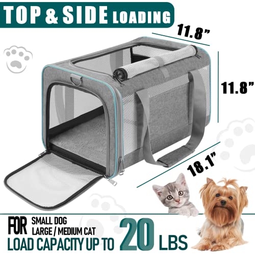 GAPZER Pet Carrier for Large Cats 20 lbs+ / Soft Sided Small Dog Travel Carriers Top Load/Collapsible Carrier Bag for Big ...