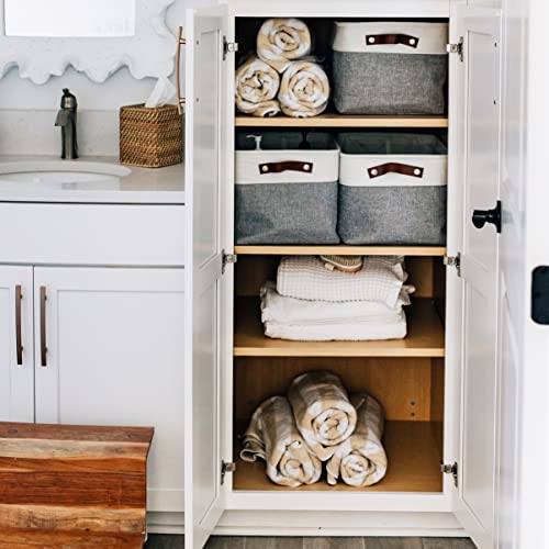 OrganiHaus Large Fabric Storage Baskets for Shelves 3 Pack, 15x11in Closet Storage Bins, Canvas Storage Bin for Organizin...