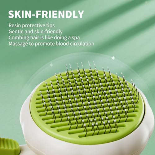 VIOJOJO Cat Brush Dog Brush with Release Button for Shedding, Self Cleaning Cat Comb Hair Brush for Indoor Cats, Dog Deshe...