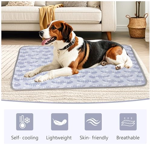 DELIFUR Cat Cooling Mat- Pet Cooling Mat Outdoor for Dogs Self Cooling Pad for Kitten Cat Puppy Machine Washable (Small, G...