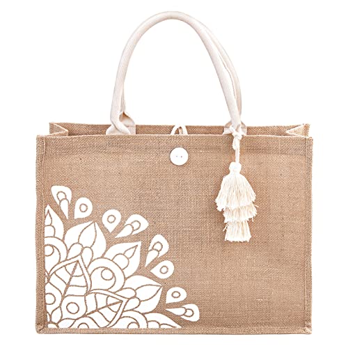 itgowisa Jute Beach Bag for Women, Burlap Beach Tote Bag with Tassel Pocket, Summer Gift for Vacation, Pool, Cruise & Groc...