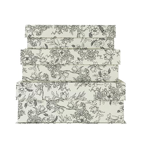 Soul & Lane Decorative Storage Boxes with Lids, Set of 3 Cardboard Boxes for Home Décor and Documents, Memory Organizers f...