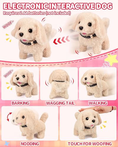 Eohemeral 23 Pcs Walking Dog Toy for Kids 3-5 5-7, Electronic Interactive Puppy with Carrier & Leash, Realistic Barking Wa...