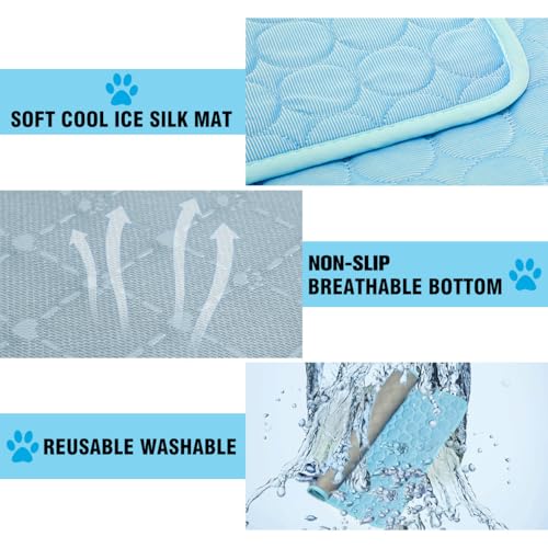 XinChangShangMao Dog Cooling Mat, Q-Max>0.4 Pet Dog Self Cool Pad, Ice Silk Washable Summer Cooled Mat for Dogs Cats, Kenn...