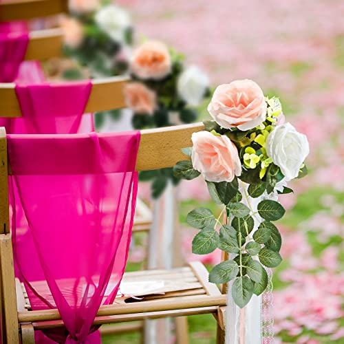 Giegxin 16 Pcs Wedding Aisle Decorations Pew Flower for Wedding Ceremony Aisle Chair Artificial Rose Chair Back Floral Dec...