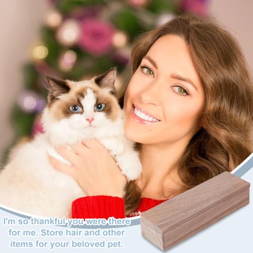 WEBEEDY 2 Pcs Pet Whiskers Beard Hair Collection Keepsake Gift Natural Cat Whiskers Storage Walnut Wood Box Pet Beard Teet...