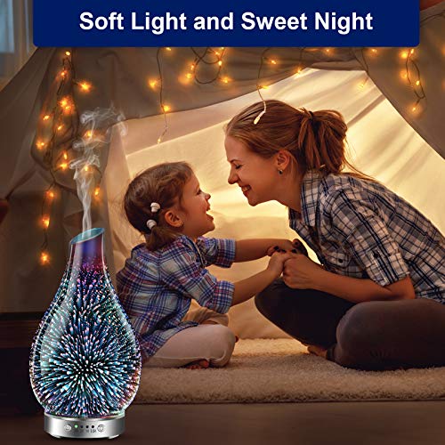 MAXWINER Essential Oil Diffusers Ultrasonic 3D Glass Aromatherapy Diffuser, Auto Shut-Off, Timer Setting, 7 Colors LED Lig...