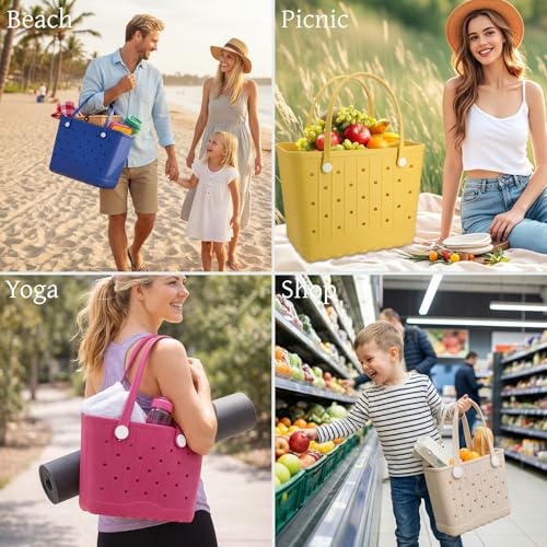 CXY Rubber Beach Bag EVA Waterproof Tote Bags Washable Sand-proof Travel Handbags for Pool Boat Groceries Work Sports