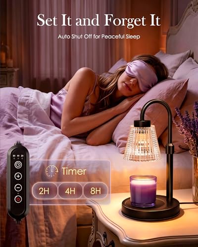 Girece Candle Warmer Lamp with Timer and Dimmer, Adjustable Height Electric Candle Warmer for Jar Candles, 2 Bulbs, Modern...