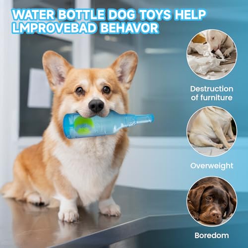 Qiuruoo Water Bottle Dog Toy,Dog Toys for Aggressive Chewers,Water Bottle with Tennis Ball,Suitable for Small and Medium P...