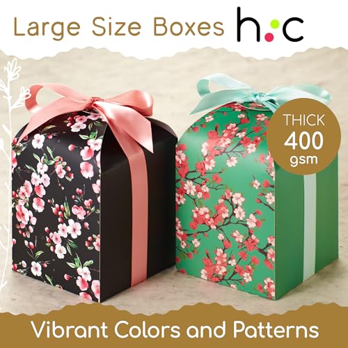 Floral Gift Boxes with Lids & Ribbons (20 Pack) 6” x 5” Decorative Printed Treat Boxes for Gift Giving, Cookie Tins, Mitha...