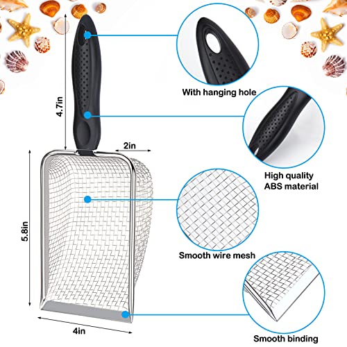 Vodolo Beach Mesh Shovel with Mesh Beach Bag for Shell Collecting, Kids Filter Sand Scooper for Picking Up Shells, Shark T...