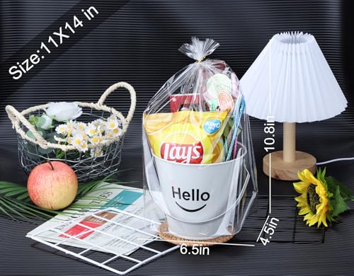 Voikinfo Bottom Gusset Bags 50Pcs 11X14 Clear Cellophane Bags Large Basket Wrapping Gift Wrap Cello Bags Treat Bags Party ...
