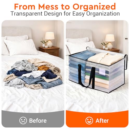 BlissTotes Moving Bags, 93L 8-Pack Storage Bags, Moving Box Heavy Duty Extra Large, Moving Totes with Zipper, Reinforced H...