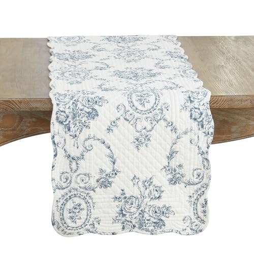Quilted Toile Floral Table Runner
