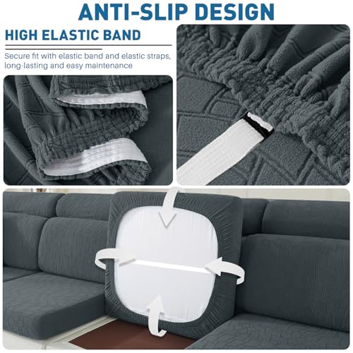 MAXIJIN Waterproof Couch Cushion Covers Individual Chair Seat Cushion Cover Stretch Sectional Sofa Slipcovers with Elastic...
