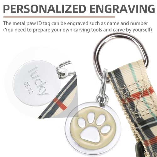 PUPTECK No Pull Dog Harness Soft Adjustable Basic Nylon Step in Puppy Vest Outdoor Walking with ID Tag, Plaid Beige, S