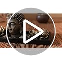 MyGift Black Buddha Head Sculpture Zen Garden Set with Lotus Tealight Candle Holders and Wooden Display Tray, Decorative T...
