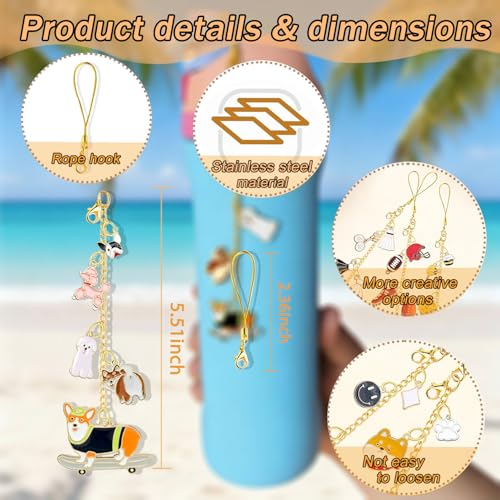 Z-synka Charm Compatible with Owala Water Bottle 24 oz, 32 oz, 40 oz & Stanley Cup Accessories,Bag Keychain Charm Chain