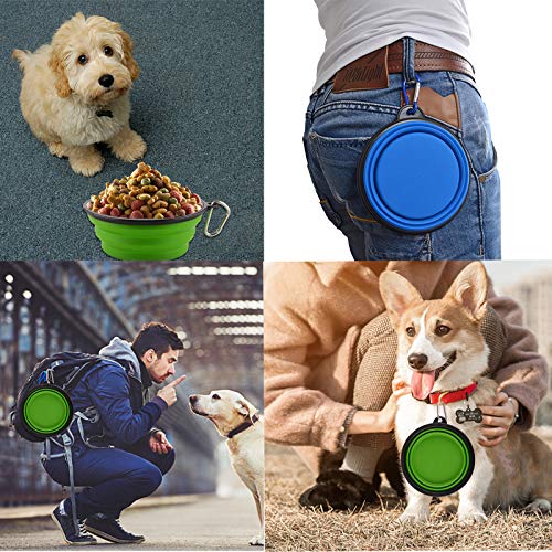 Large Collapsible Dog Bowls, 34oz Portable Foldable Travel Water Bowl Food Dishes with Carabiner Clip for Traveling, Hikin...