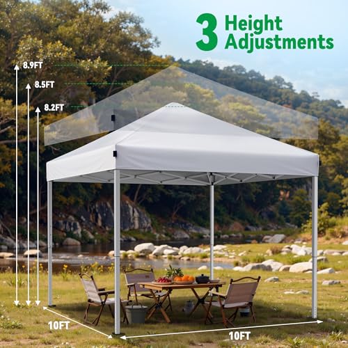 Driftalia 10x10 Pop Up Canopy Tent, Instant Setup Portable Canopy with Carry Bag, 4 Sandbags and 8 Stakes for Outdoor Even...