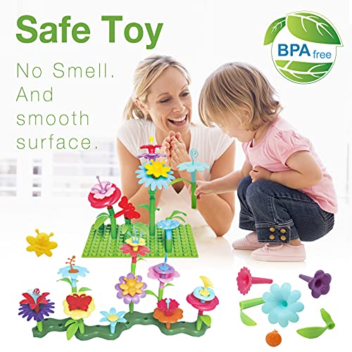 IQKidz 3-6 Years Old Toddler Toys - Flower Garden Building Toy with Insect Pegs, Educational Activity Gifts for Girls Pres...