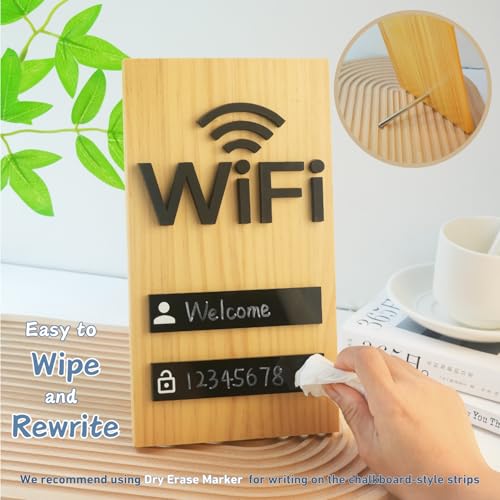 Parvigo WIFI Sign, Solid Wood Table or Wall WIFI Password Sign for Home Guest Room Busines, Magnet Aesthetic Primitive Rew...