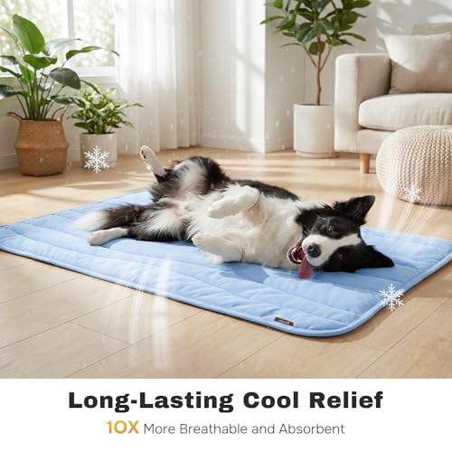ZOMISIA Cooling Mat for Extra Large Dogs XL - Thin Portable Pet Cooling Pad, Breathable and Washable Cool Fiber with Non-S...
