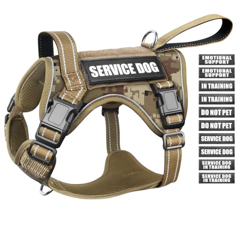 WINSEE Tactical Dog Harness, No Pull Dog Harness for Medium Large Dogs with Handle & Molle, Military Service Dog Vest Harn...