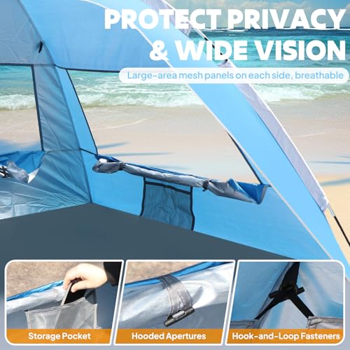 Chihee Beach Tent Camping Sun Shelter for 2-3 Person with UV Protection Silver-Coated Fabric Breathable Mesh Extra Sandbag...