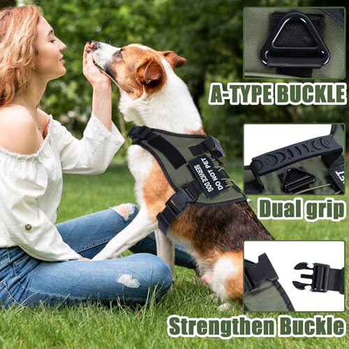 No Pull Dog Harness Small Medium Sized Dog, Service Dog Harness and Leash Set with 4 Patches, Adjustable Easy Walk Dogs Ha...