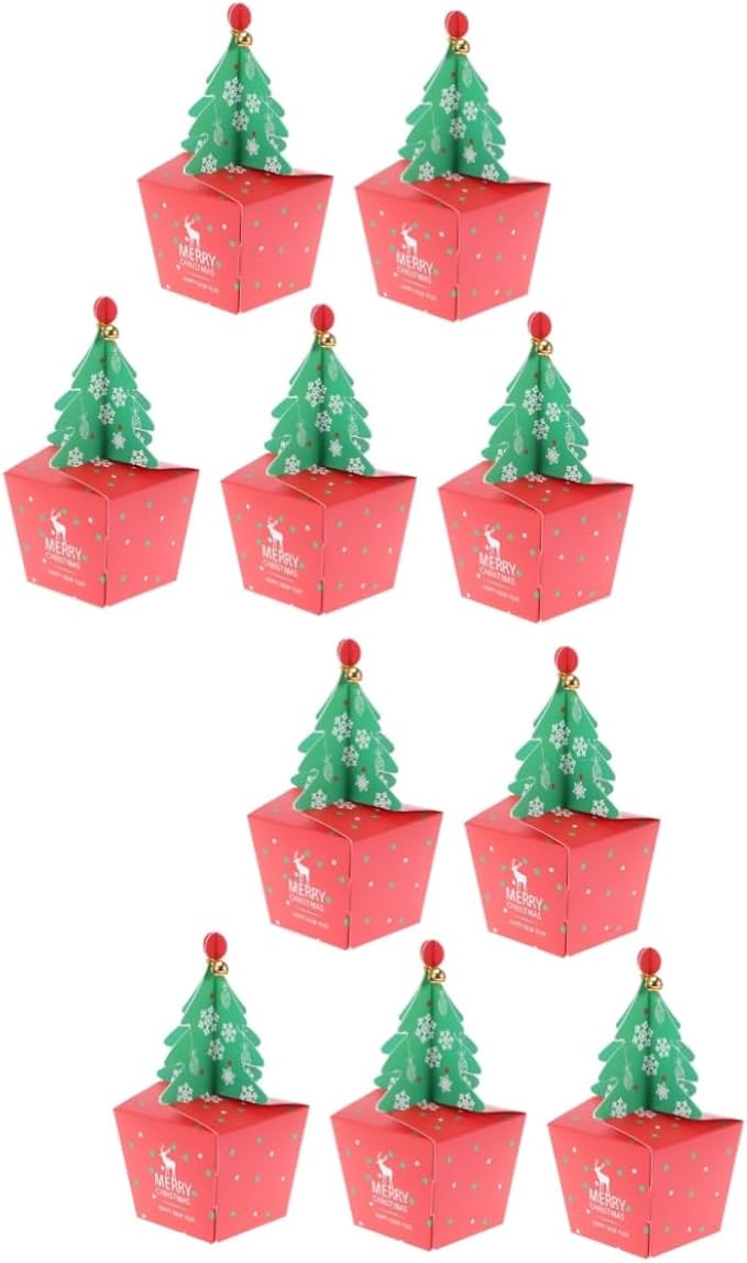 NOALED 10 Stück Weihnachts-Geschenkpapier, Mini-Weihnachts-Süßigkeitstüten, Weihnachtsgeschenkbeutel, Weihnachts-Goodie-Ba...