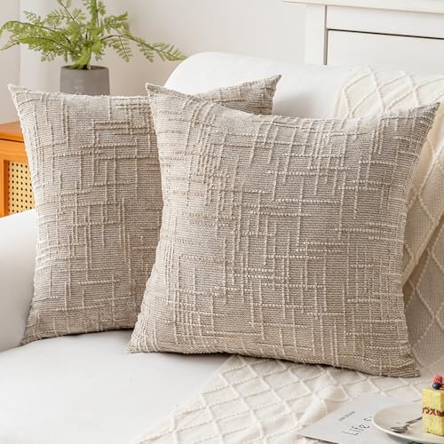 ZSkogur Decorative Throw Pillow Covers 18x18 Inch Set of 2, Soft Solid Farmhouse Chenille Couch Pillows, Spring Pillow Cov...