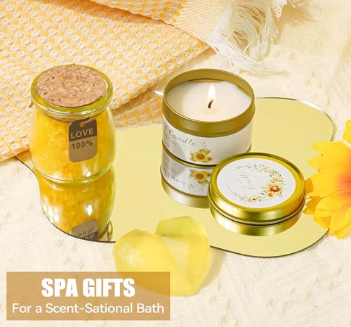 Mother's Day Gifts for Mom, 17pcs Relaxing Spa Gifts Set for Girls, Sisters, Mom, Sunflower Self-Care Package, Sending Sun...