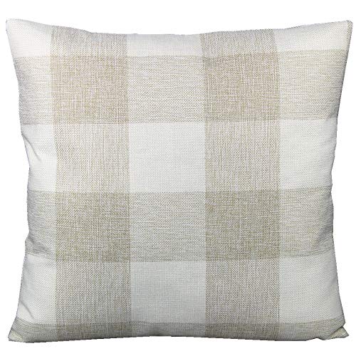 VAKADO Farmhouse Throw Pillow Covers 18x18 Set of 2 Porch Decor Buffalo Plaids Decorative Retro Rustic Checkers Cotton Lin...