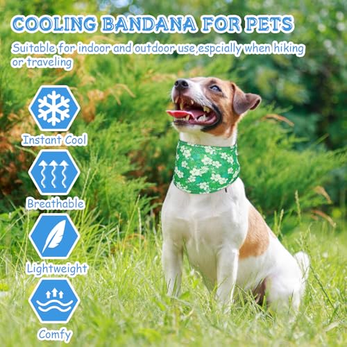 Dansydaisy 5 Pcs Dog Cooling Bandanas Instant Cooling Neck Wraps Breathable Ice Scarf Pet Basic Collar for Small to Large ...