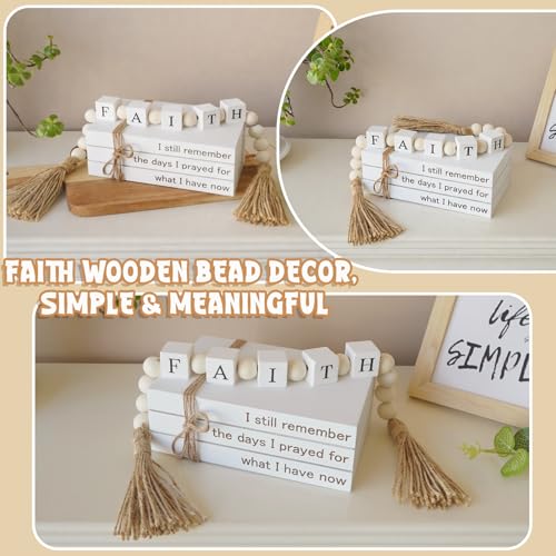 Farmhouse White Fake Decorative Books for Home Office Decor - Religion Christian Faith Aesthetic for Living Room, Console ...