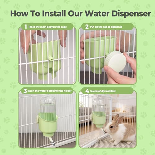 Guinea Pig Water Bottle/Dispenser for Cage 12Oz Hanging Rabbit Water Bottle No Drip Automatic Bunny Water Dispenser No Lea...