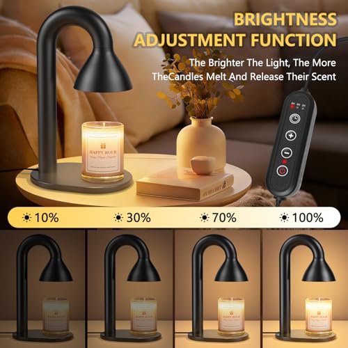 Candle Warmer Lamp with Timer and Dimmer,Minimalist Modern Black Electric Wax Warmer for Women Mom, Best Birthday and Hous...