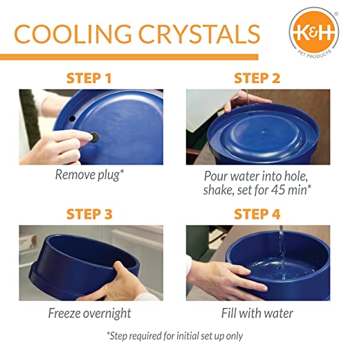 K&H Pet Products Coolin' Dog Water Bowl, Summer Cooling Water Bowl for Small, Medium & Large Dogs & Cats, Indoor Outdoor I...